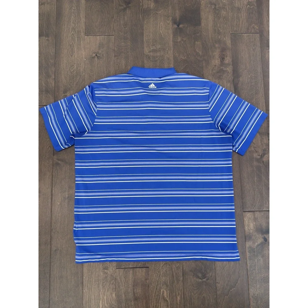Adidas Puremotion Mens Blue Striped Polo Performance Golf Shirt Size XL Stretch
